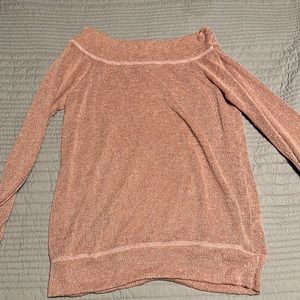 White Birch off the shoulder gauze sweater